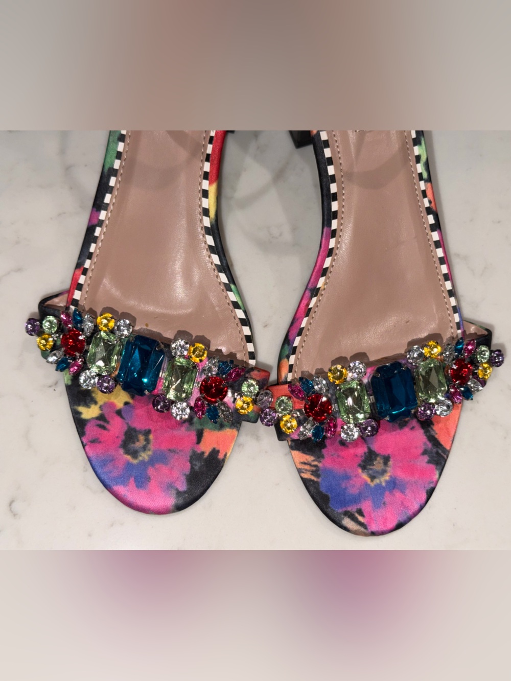 Betsey Johnson Multicolor Jeweled Ankle-Strap Block Heels - Picture 5 of 7